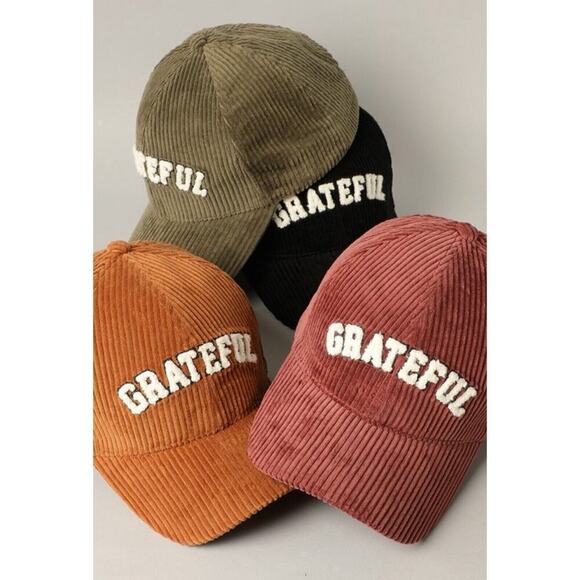 Y2K Grateful Hat Embroidered Snap Back Cap Corduroy Unisex Red OSFM Adjustable - Picture 5 of 5